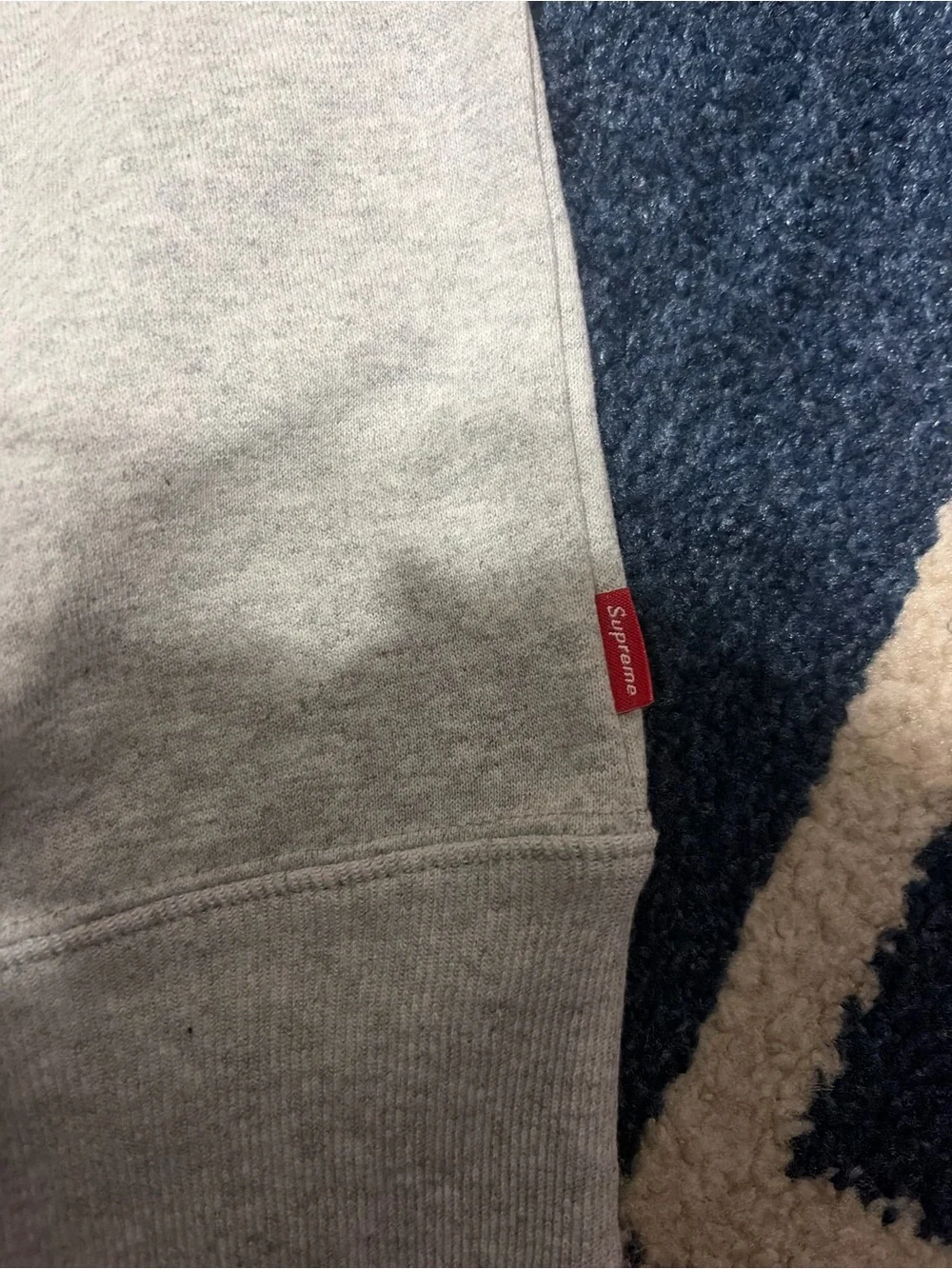 Supreme Grey Zip-Up Hoodie with Red Small Box Logo